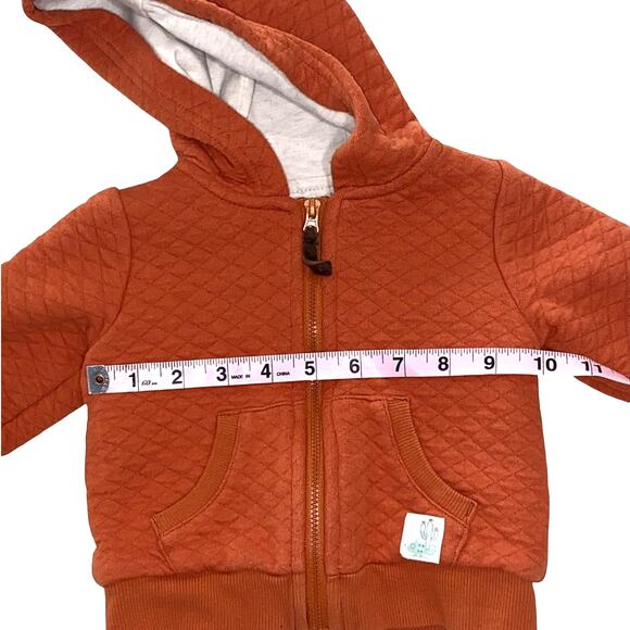 Baby Boy Flannel Long Sleeve Top, Jeans and Orange Zip up Hoodie Outfit - Picture 9 of 11